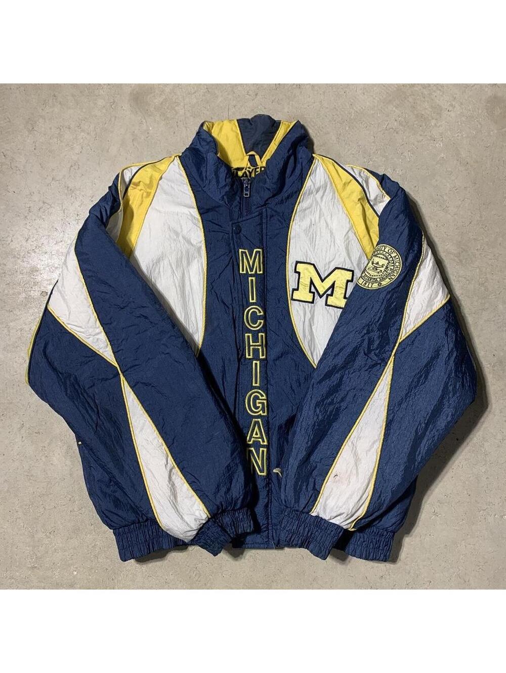 Vintage 90s Pro Player Michigan Wolverines Jacket Mens L Waterproof NCAA